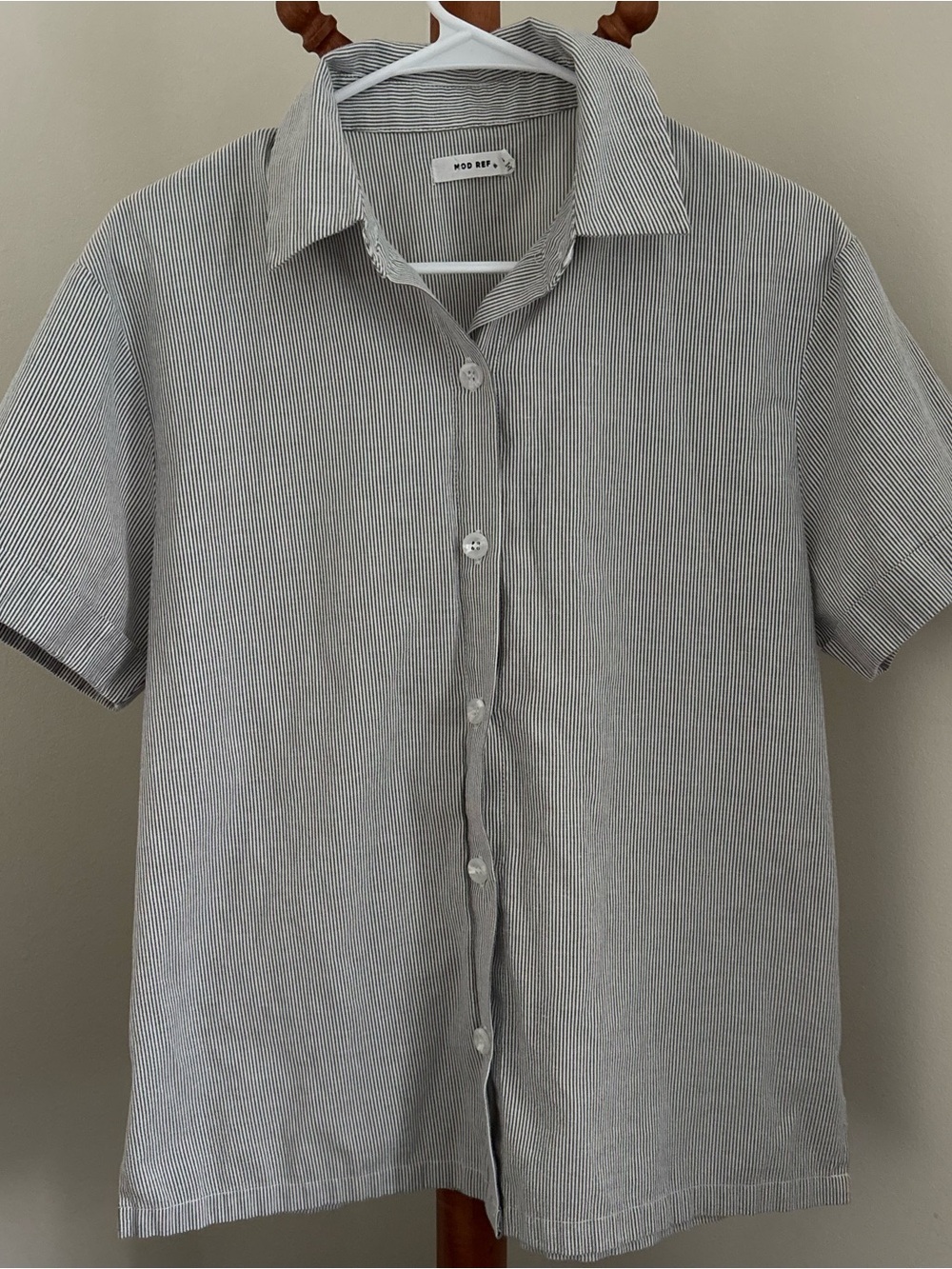 Mod Ref Short-Sleeve Pinstripe Button-Up Shirt - Gray/White